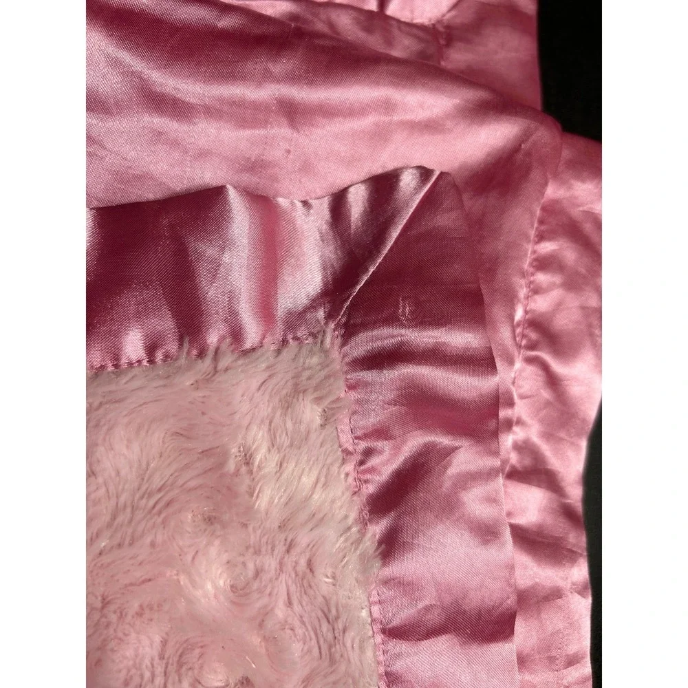 Disney Winnie the Pooh Baby Blanket Pink Satin Trim Rosebud Swirl 30x40 Cozy